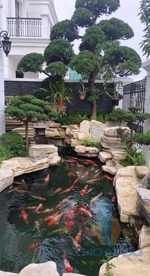 Hồ cá non bộ đá cổ thạch 