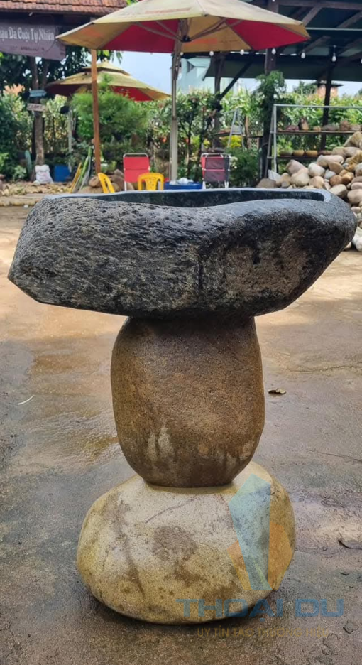 Lavabo đá cuội không gian sân vườn 