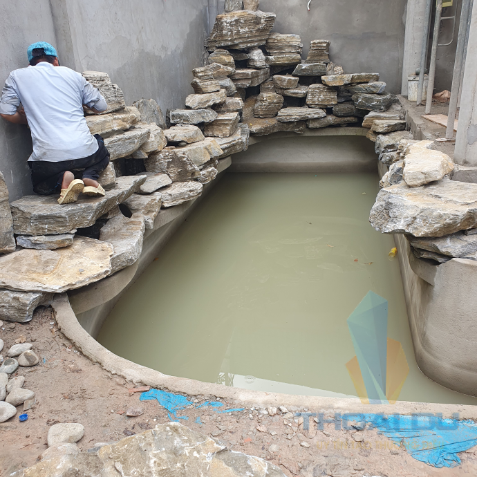 Tiểu cảnh hồ cá đá cổ thạch 