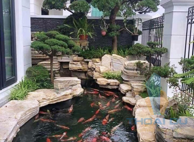 Hồ cá koi đá cổ thạch đẹp 